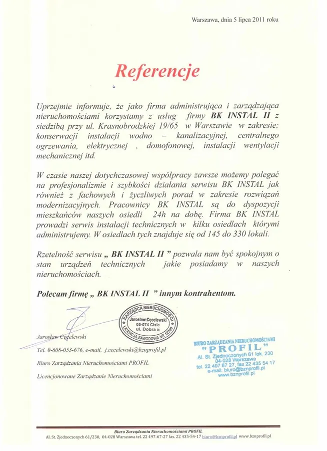Skan referencji: Administracja nieruchomości