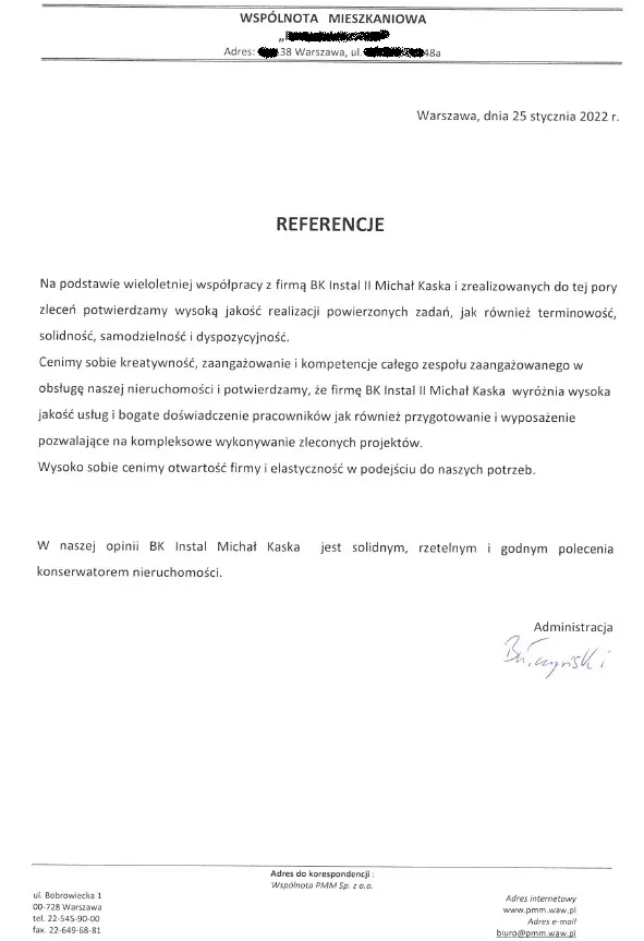 Skan referencji: Wspólnota mieszkaniowa