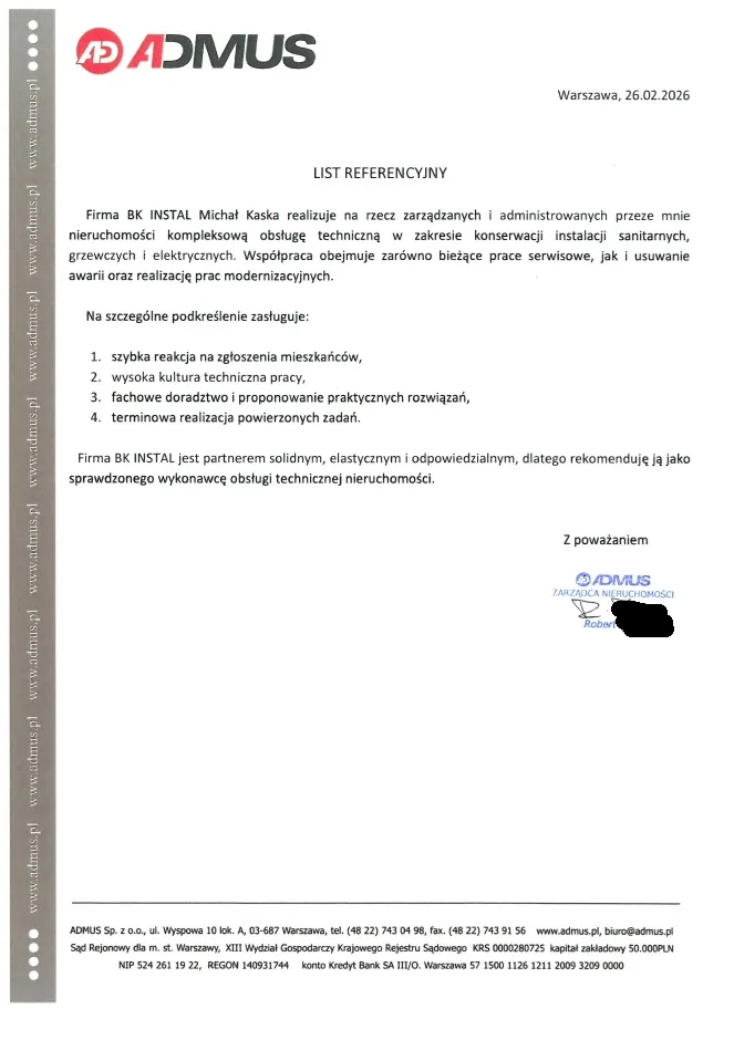 Skan referencji: ADMUS